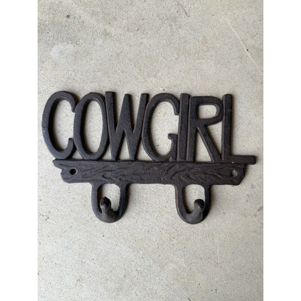 Cast Iron COWGIRL Wall Hook Rustic Key Holder Western Decor